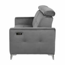 Canapé relax électrique velours Cheverny - Gris Anthracite - 2 places