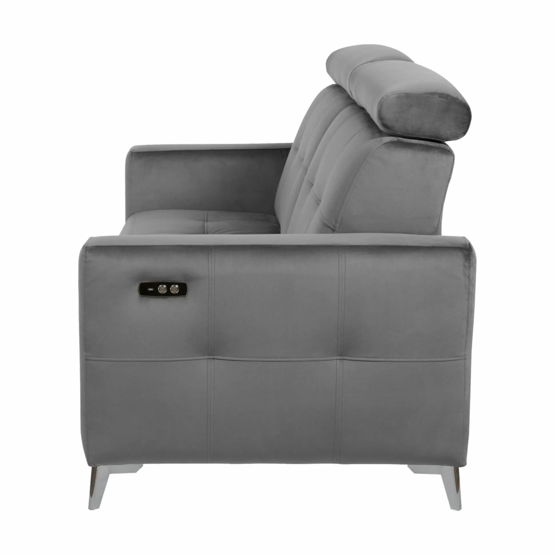 Canapé relax électrique velours Cheverny - Gris Anthracite - 2 places