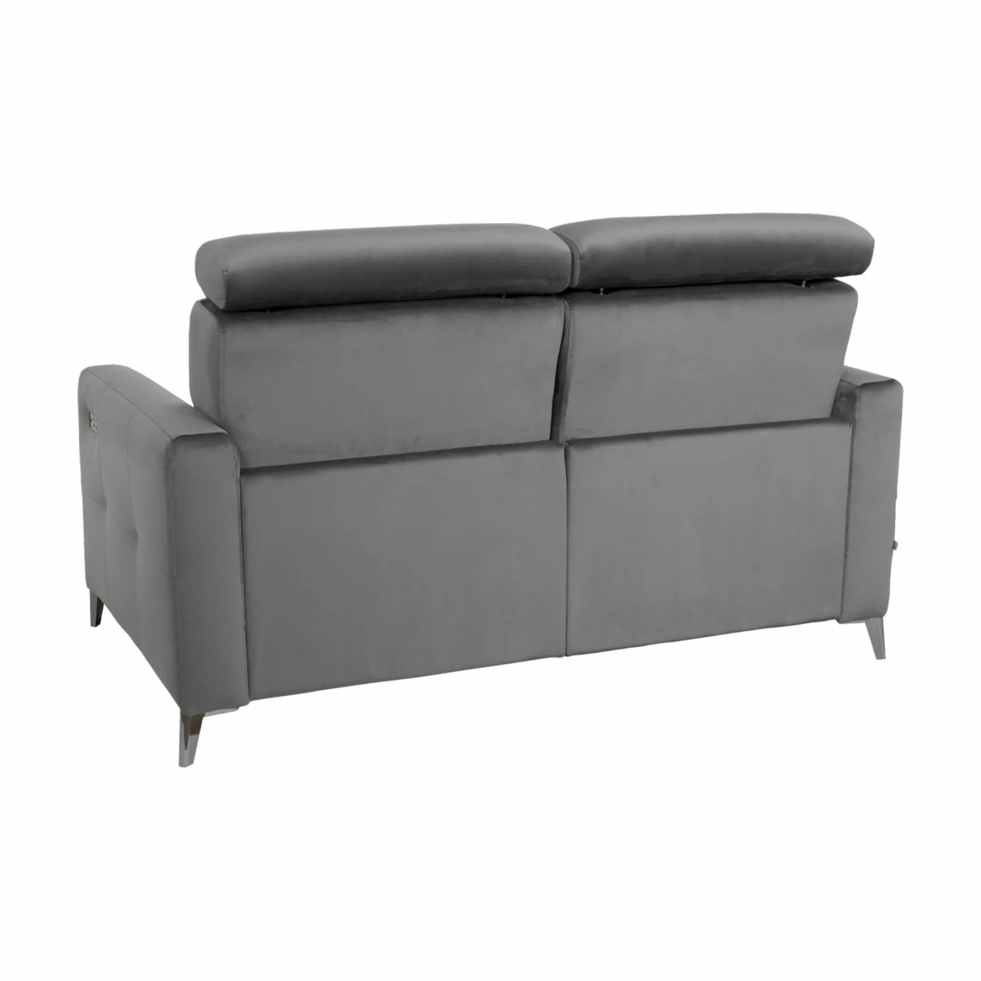 Canapé relax électrique velours Cheverny - Gris Anthracite - 2 places