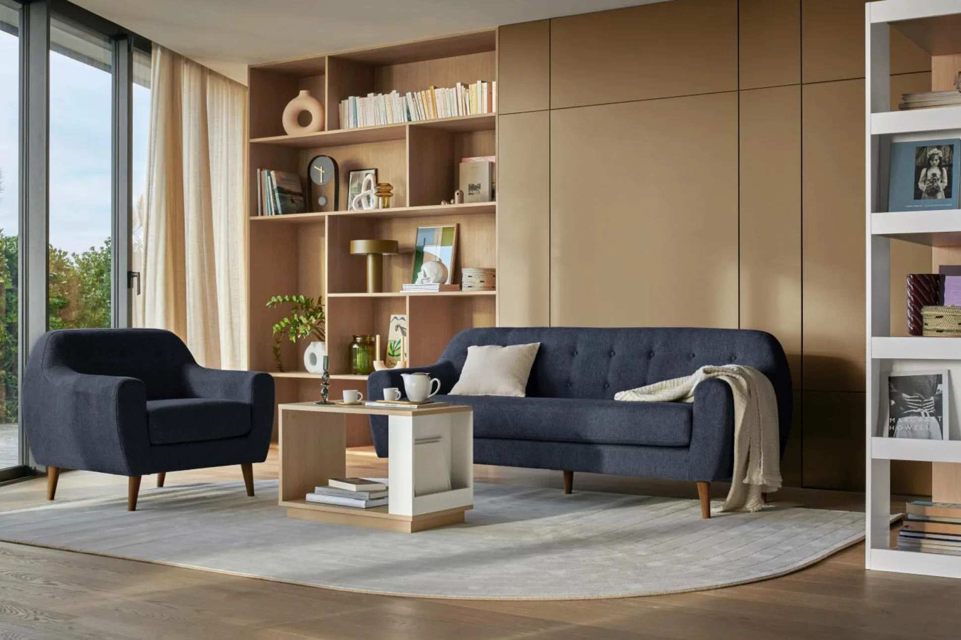 Canapé tissu Agathe - Bleu - 3 places