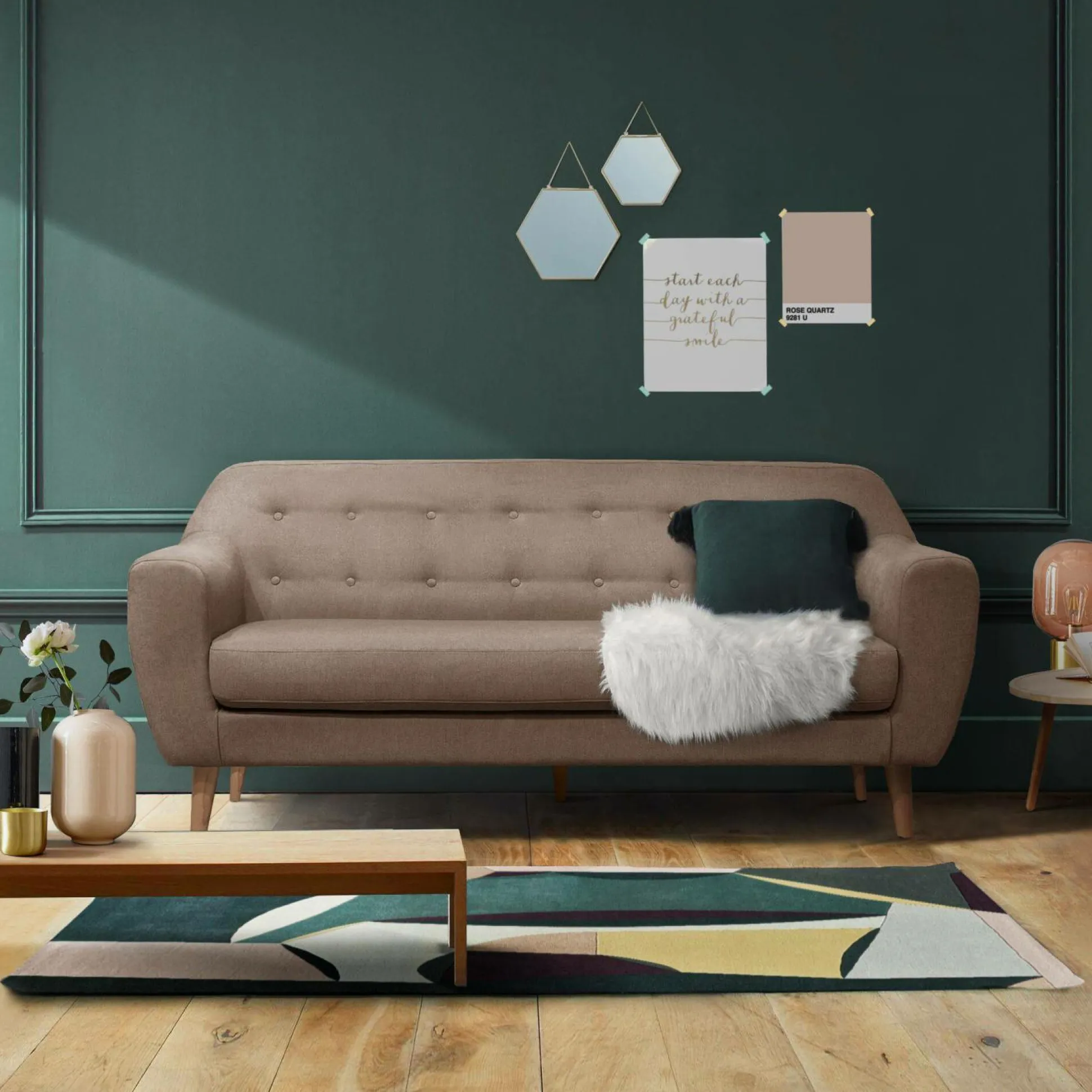 Canapé tissu Agathe - Grège - 3 places