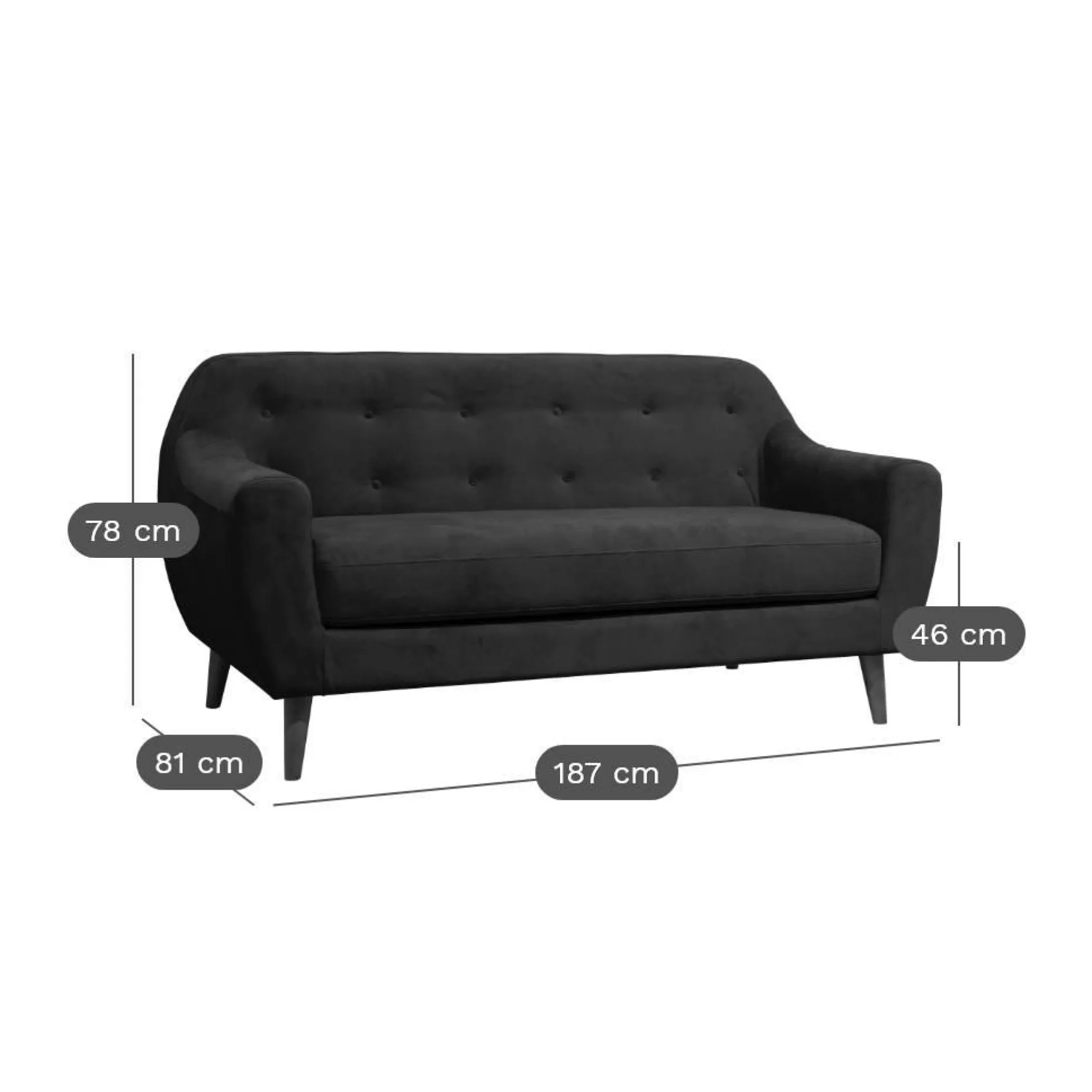 Canapé tissu Agathe - Grège - 3 places