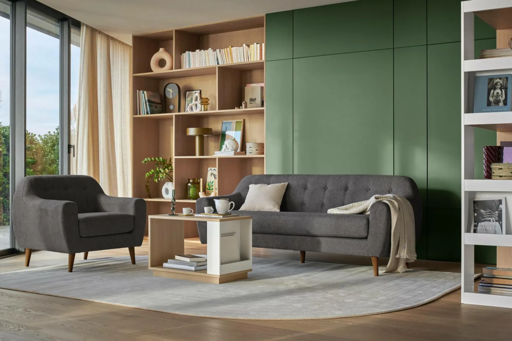 Canapé tissu Agathe - Gris Foncé - 2 places