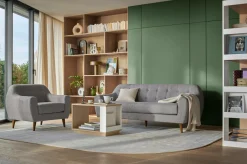 Canapé tissu Agathe - Gris Clair - 3 places