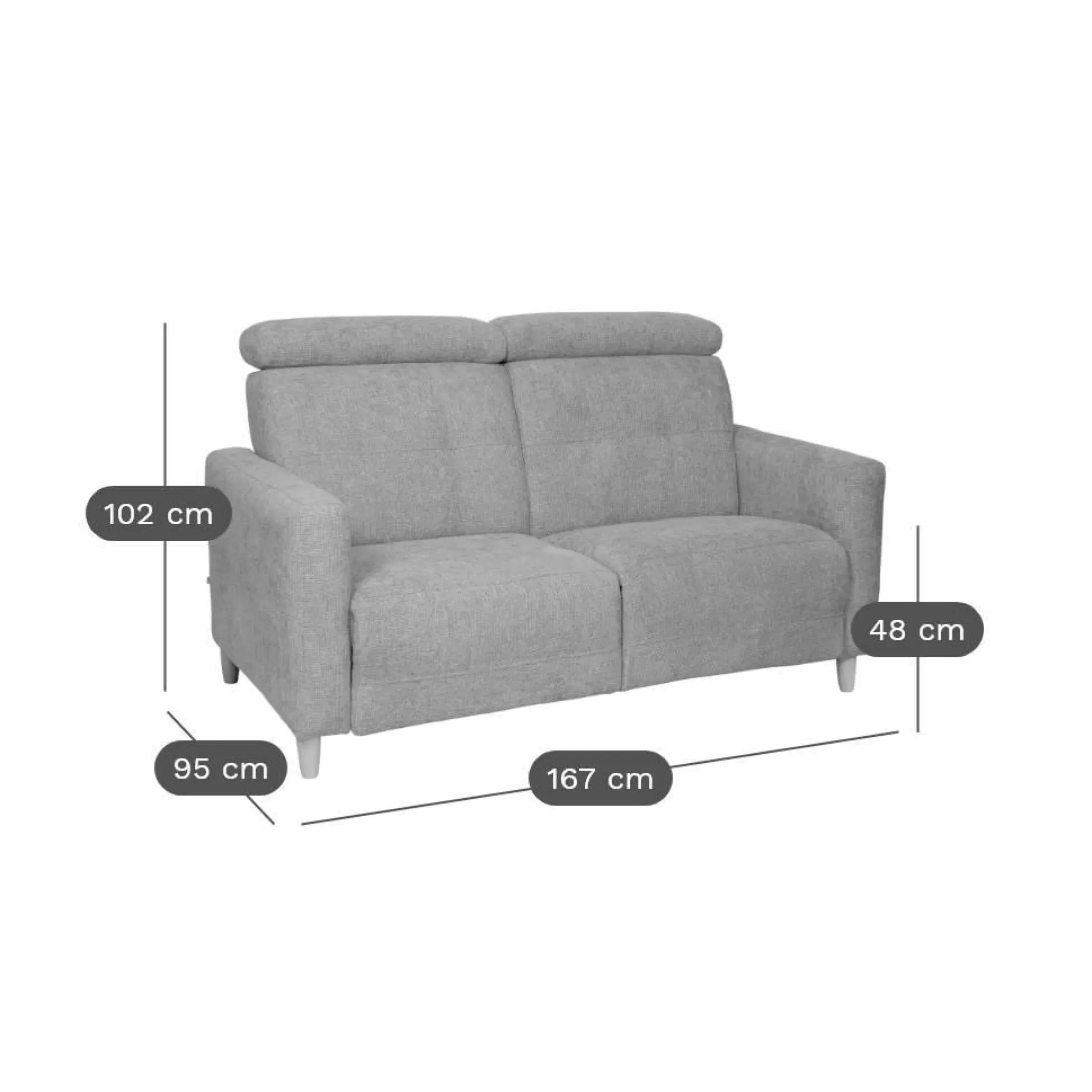 Canapé tissu Chambord - Bleu - 2 places