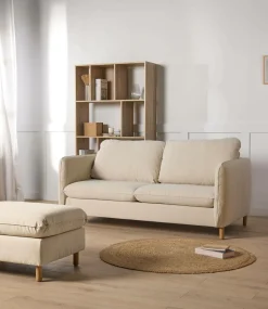 Canapé tissu chenillé Portimo - Ecru