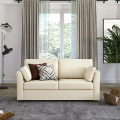 Canapé tissu coton déhoussable Marbella - Beige - 2 places