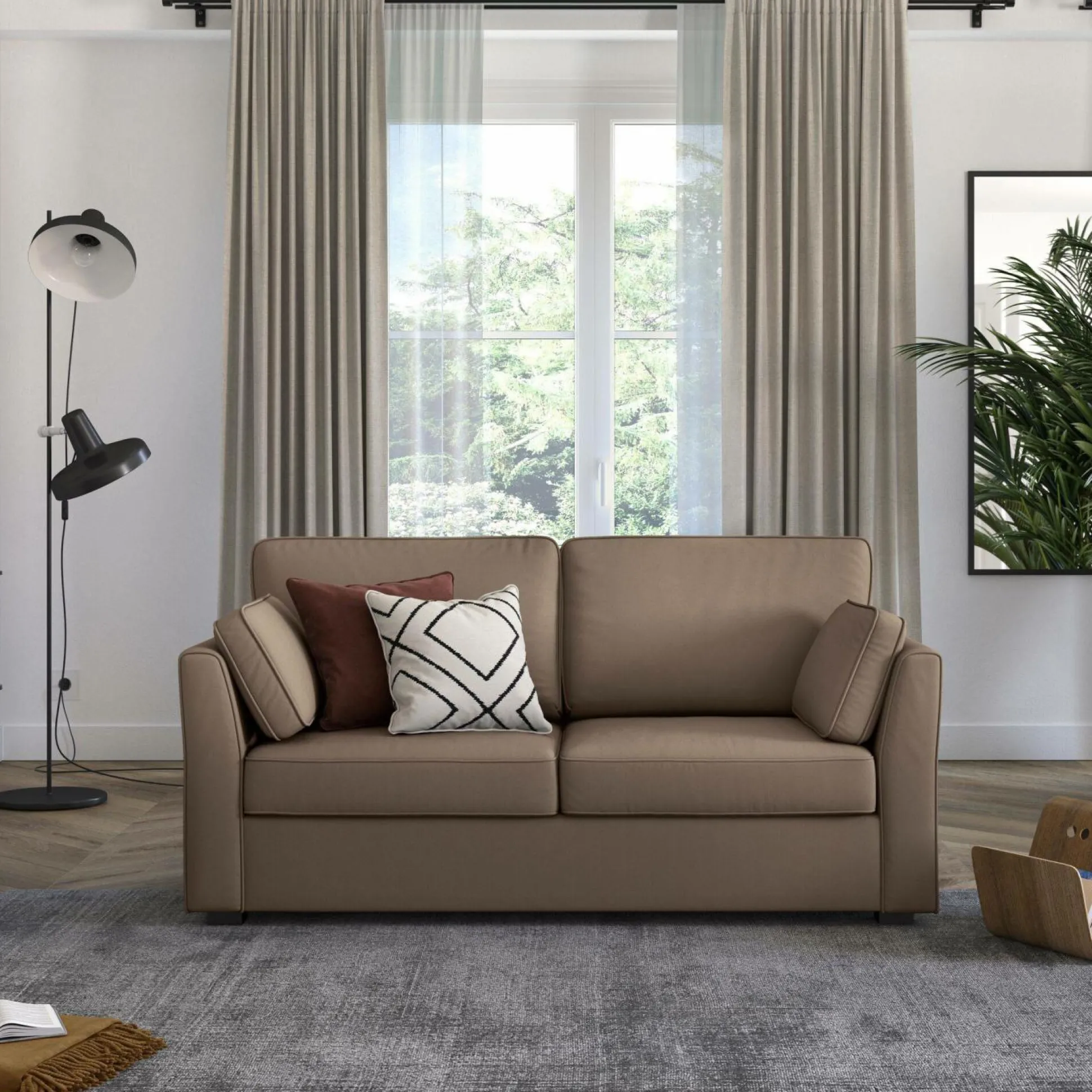 Canapé tissu coton déhoussable Marbella - Taupe - 2 places