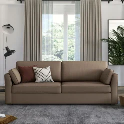 Canapé tissu coton déhoussable Marbella - Taupe - 4 places