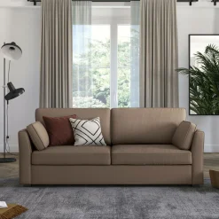 Canapé tissu coton déhoussable Marbella - Taupe - 3 places