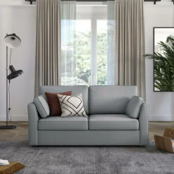 Canapé tissu coton déhoussable Marbella - Gris - 2 places