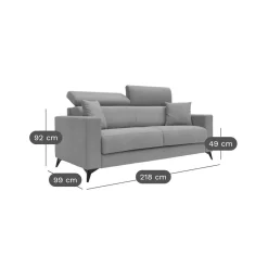 Canapé tissu déhoussable Alden - Anthracite - Grand 3 places