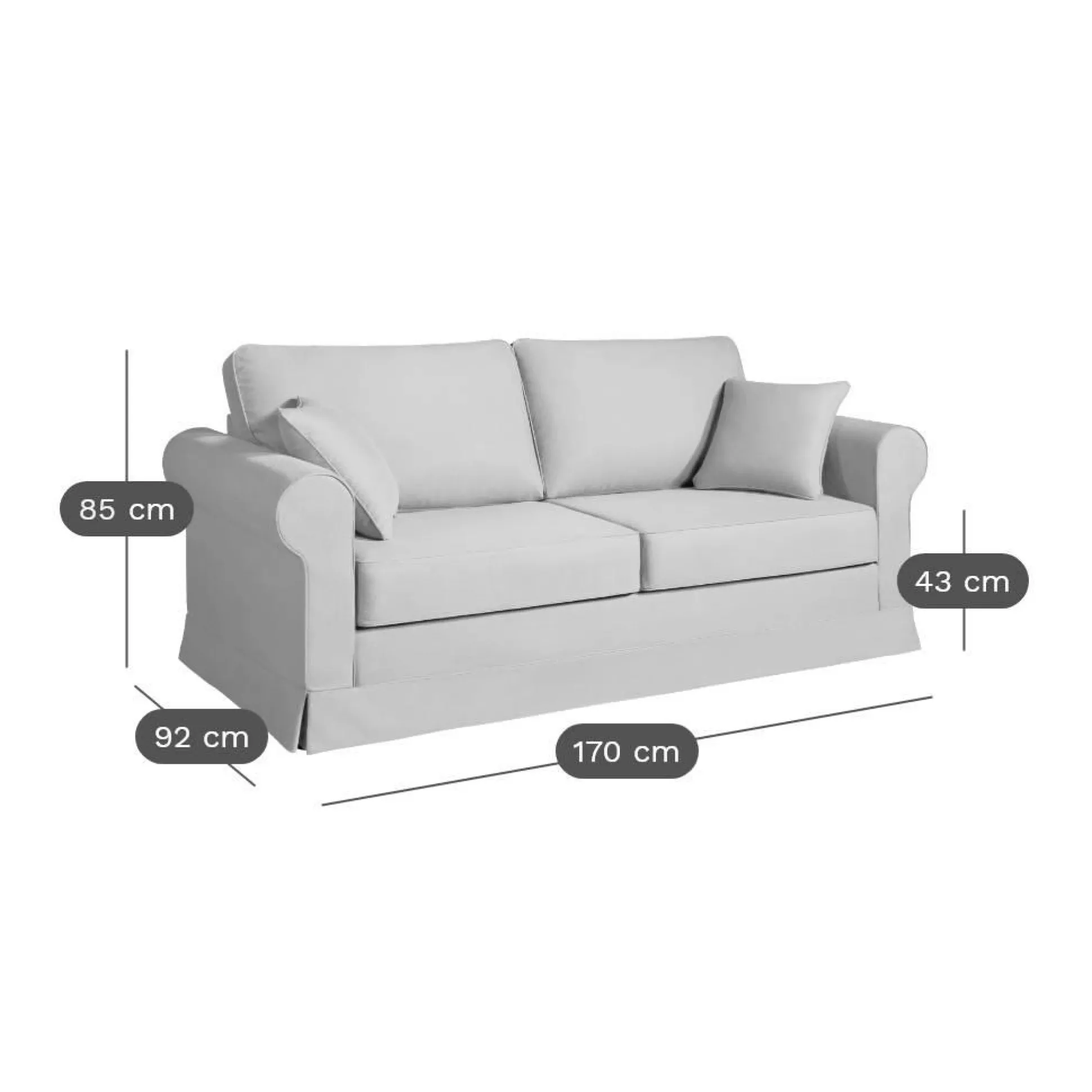 Canapé tissu déhoussable Naxos - Vert Olive - 2 places