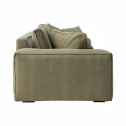 Canapé tissu effet lin Martin - Vert Olive - 3 places