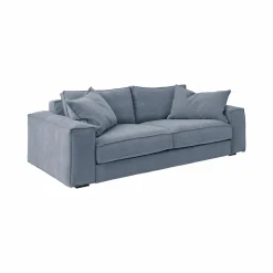 Canapé tissu effet lin Martin - Bleu Clair - 3 places