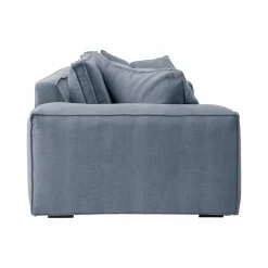 Canapé tissu effet lin Martin - Bleu Clair - 3 places