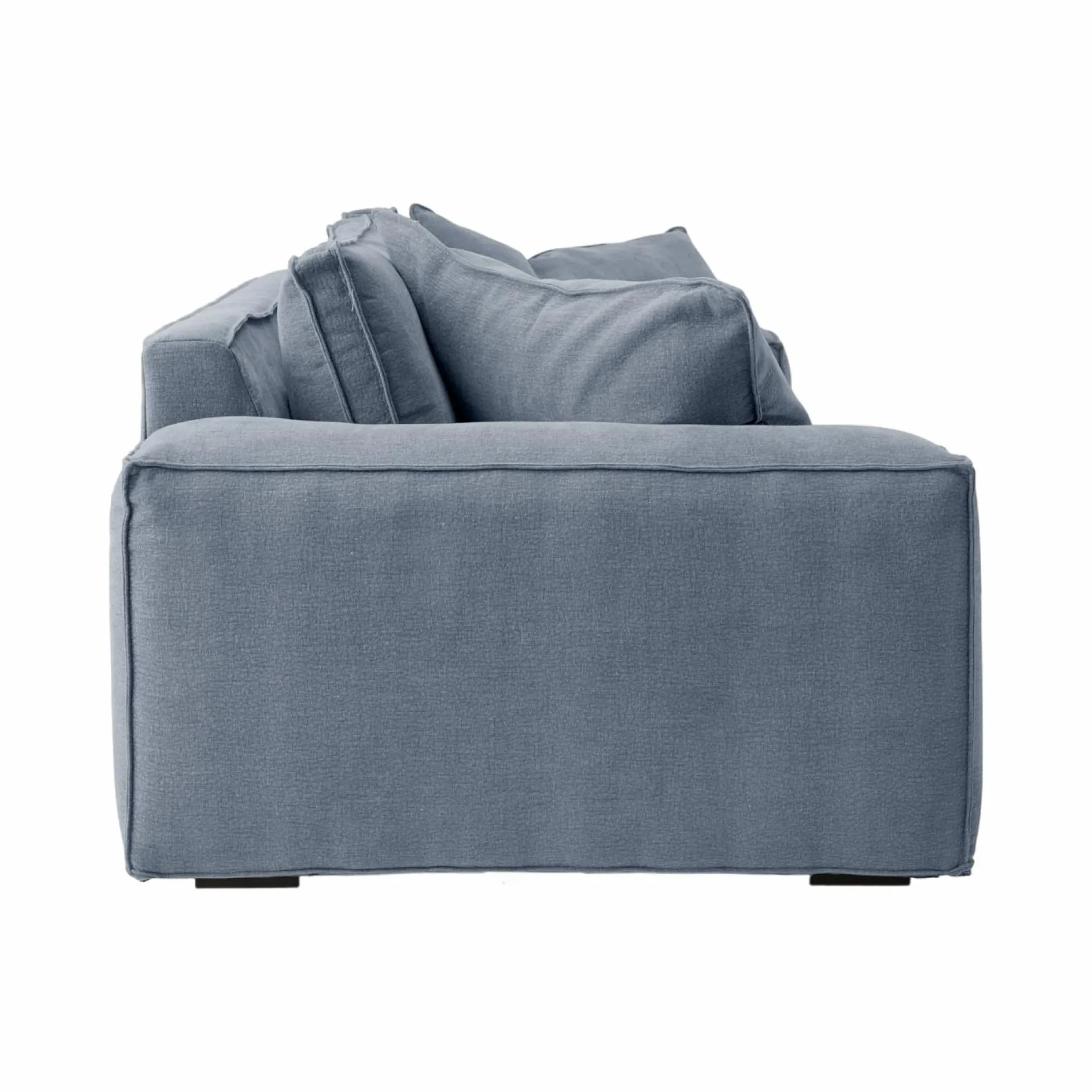 Canapé tissu effet lin Martin - Bleu Clair - 3 places