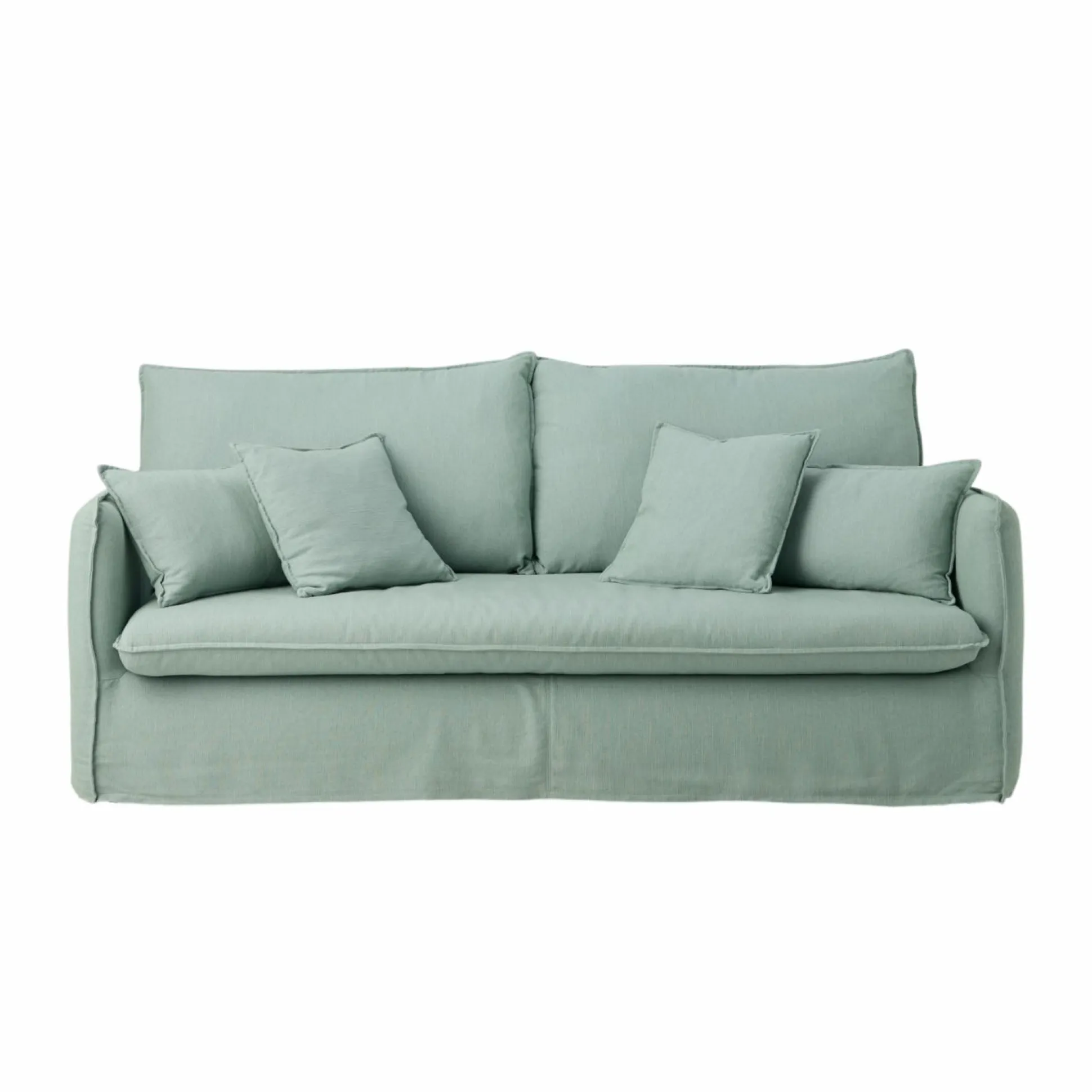 Canapé tissu effet lin Orphée - Vert d'Eau - 3 places