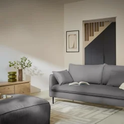 Canapé tissu Oden - Gris - 2 places