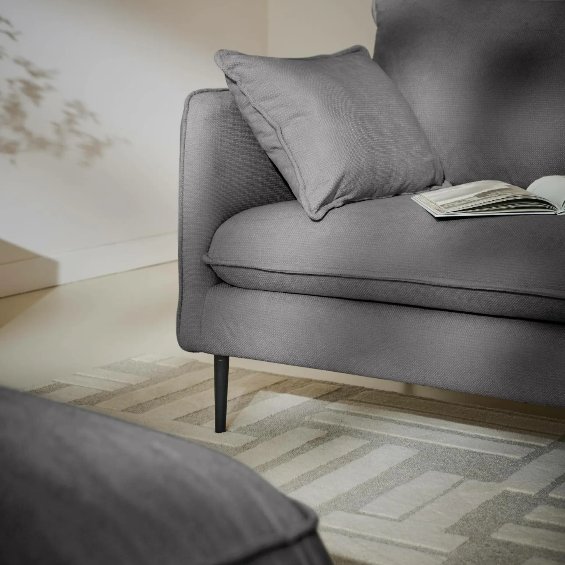 Canapé tissu Oden - Gris - 2 places