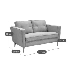 Canapé tissu Ondine - Anthracite - 2 places