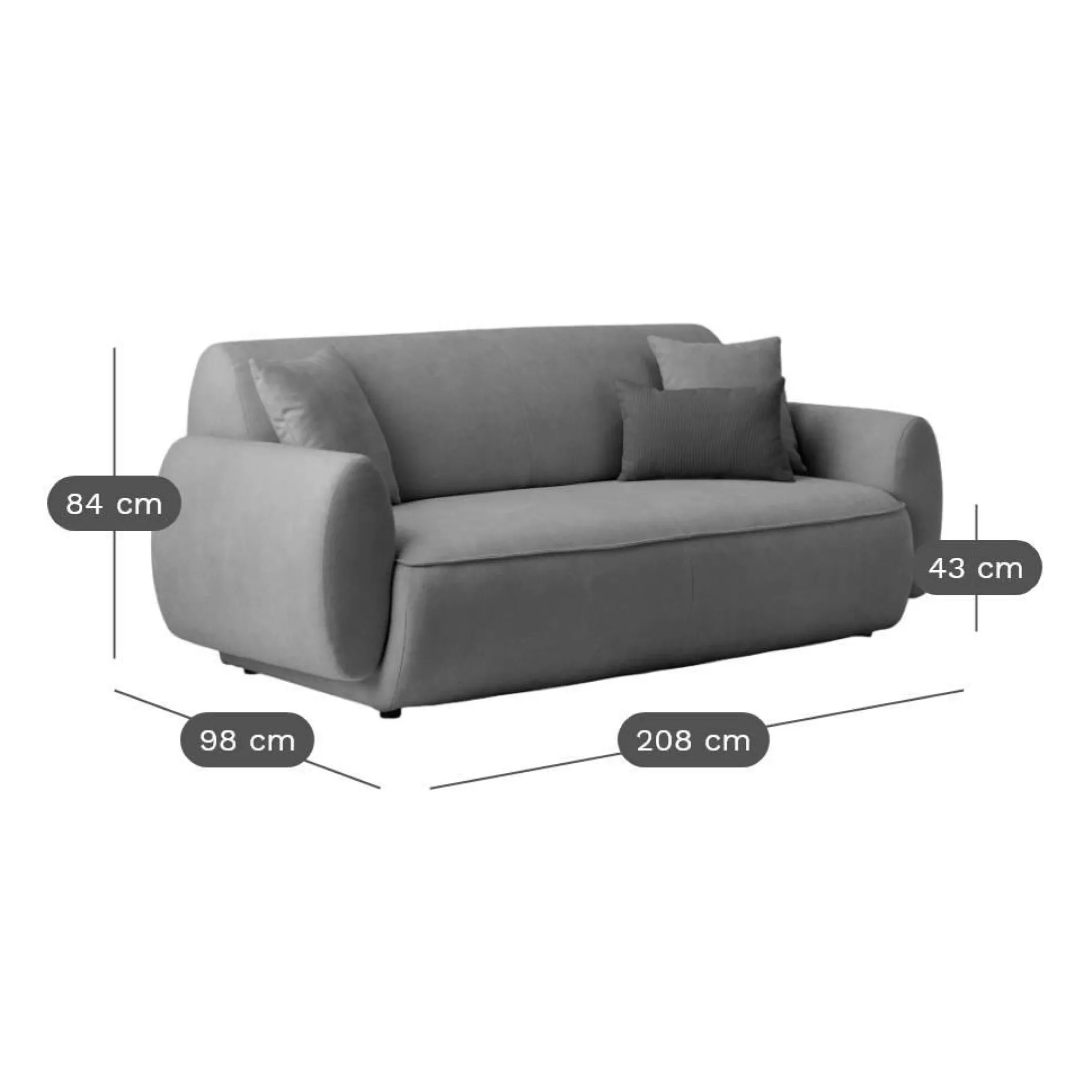 Canapé tissu Orus - Naturel - 3 places