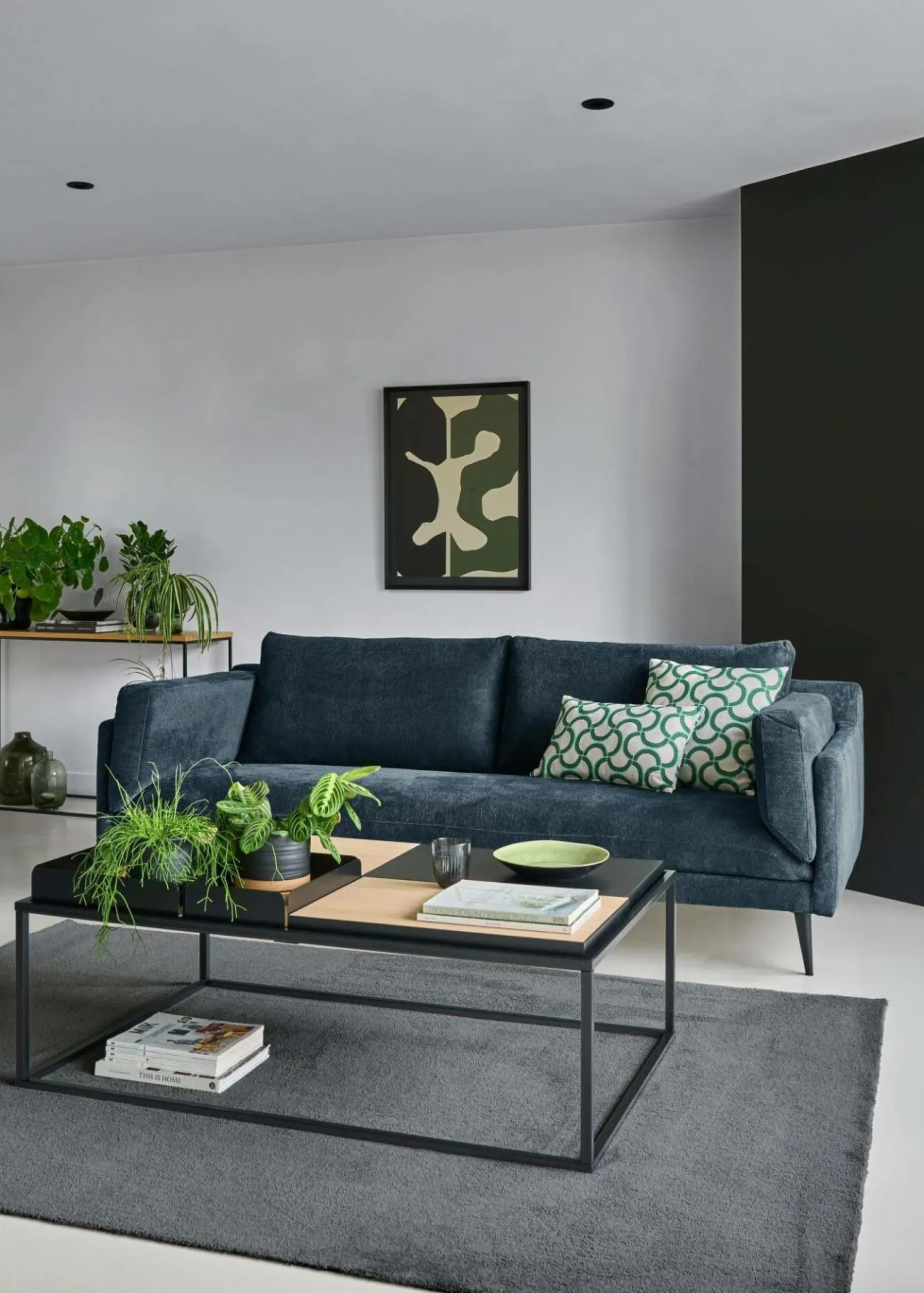 Canapé tissu recyclé Olivier - Bleu - 3 places