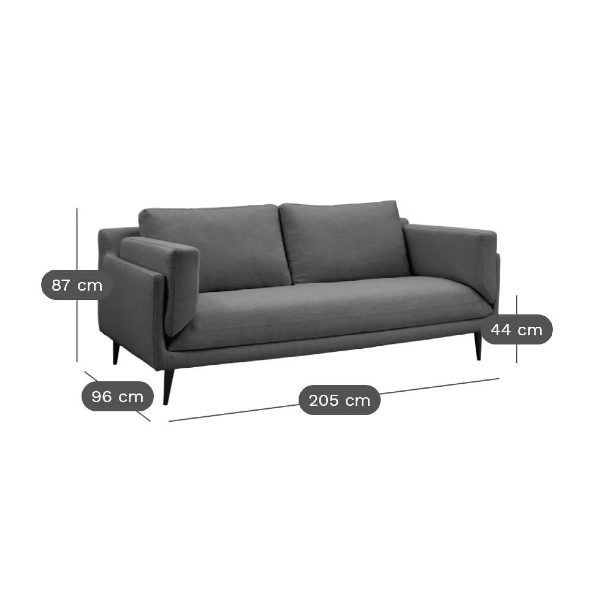 Canapé tissu recyclé Olivier - Gris Clair - 3 places