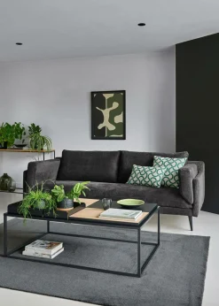 Canapé tissu recyclé Olivier - Anthracite - 4 places