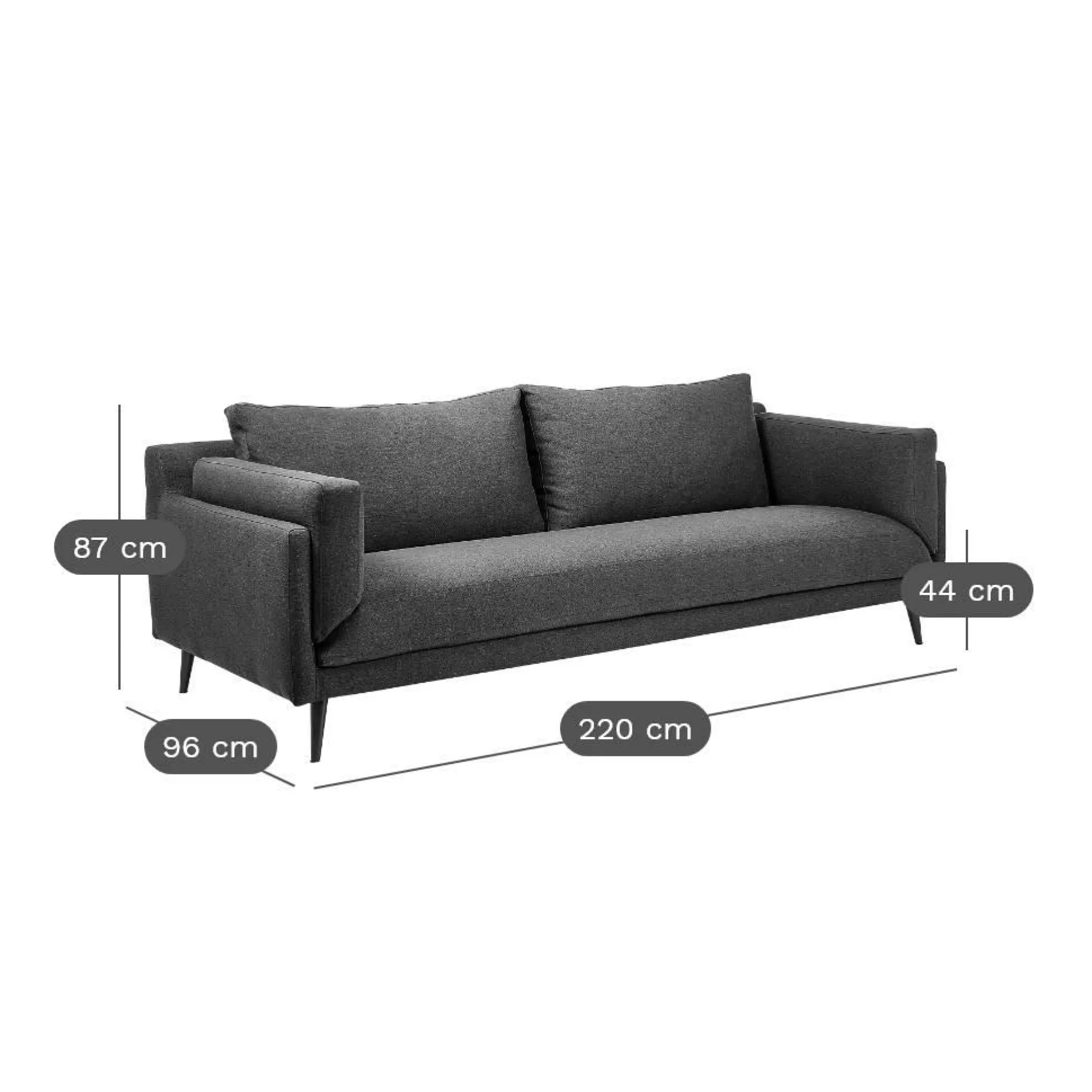 Canapé tissu recyclé Olivier - Anthracite - 4 places