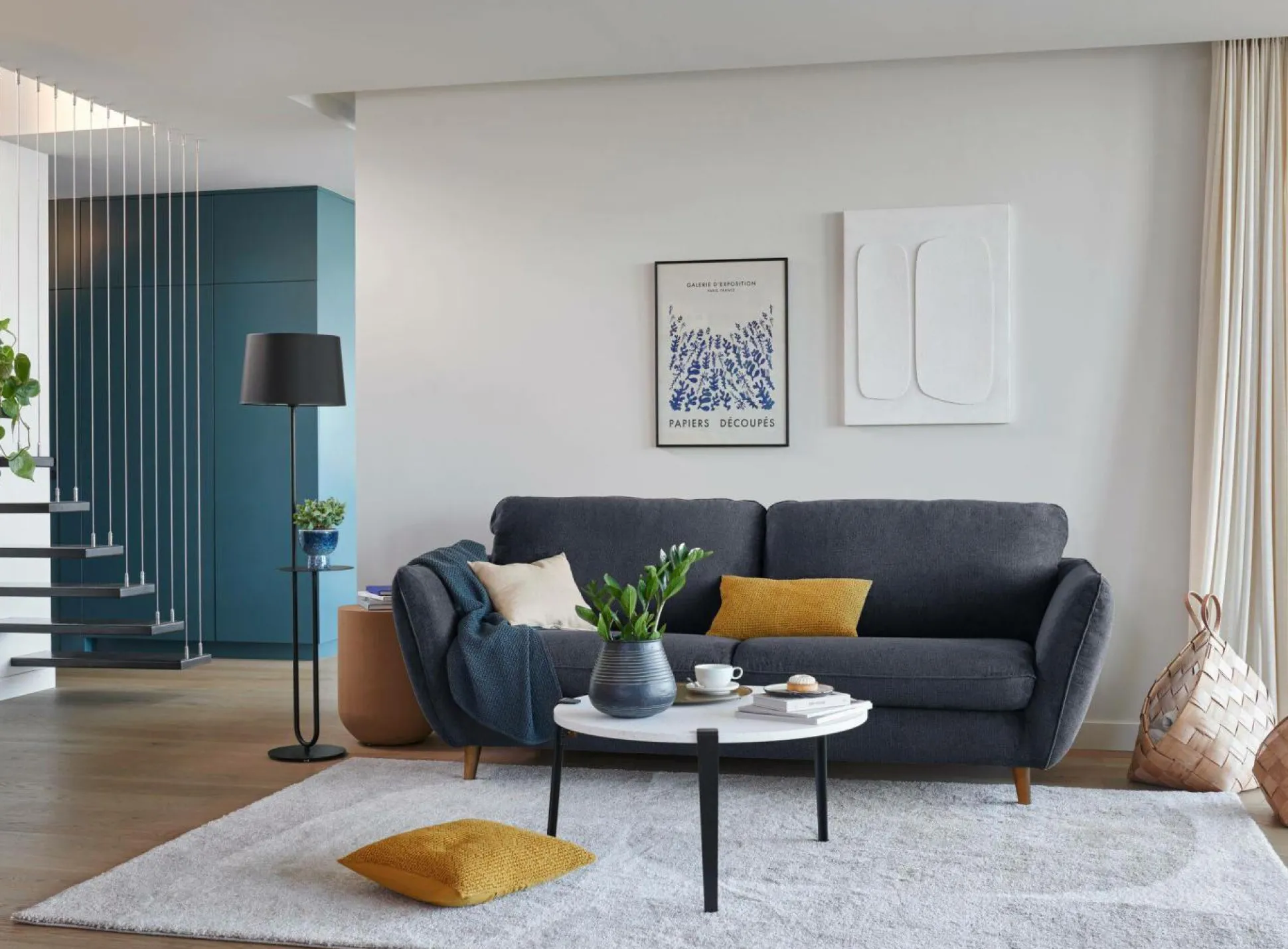 Canapé tissu structuré Persson - Bleu Marine - 2 places