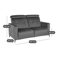 Canapé velours Cheverny - Gris Anthracite - 2 places