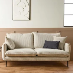 Canapé velours côtelé Oréa - Beige - 4 places
