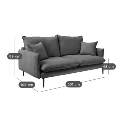 Canapé velours côtelé Oréa - Bleu - 4 places