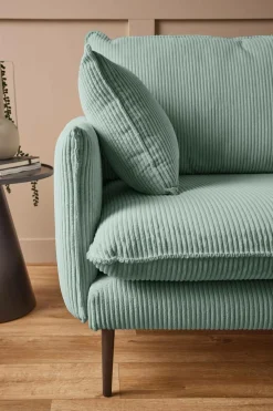 Canapé velours côtelé Oréa - Bleu - 3 places