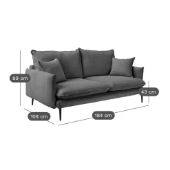 Canapé velours côtelé Oréa - Bleu - 3 places