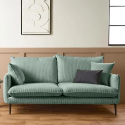 Canapé velours côtelé Oréa - Bleu - 2 places