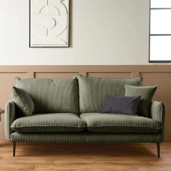 Canapé velours côtelé Oréa - Vert - 4 places