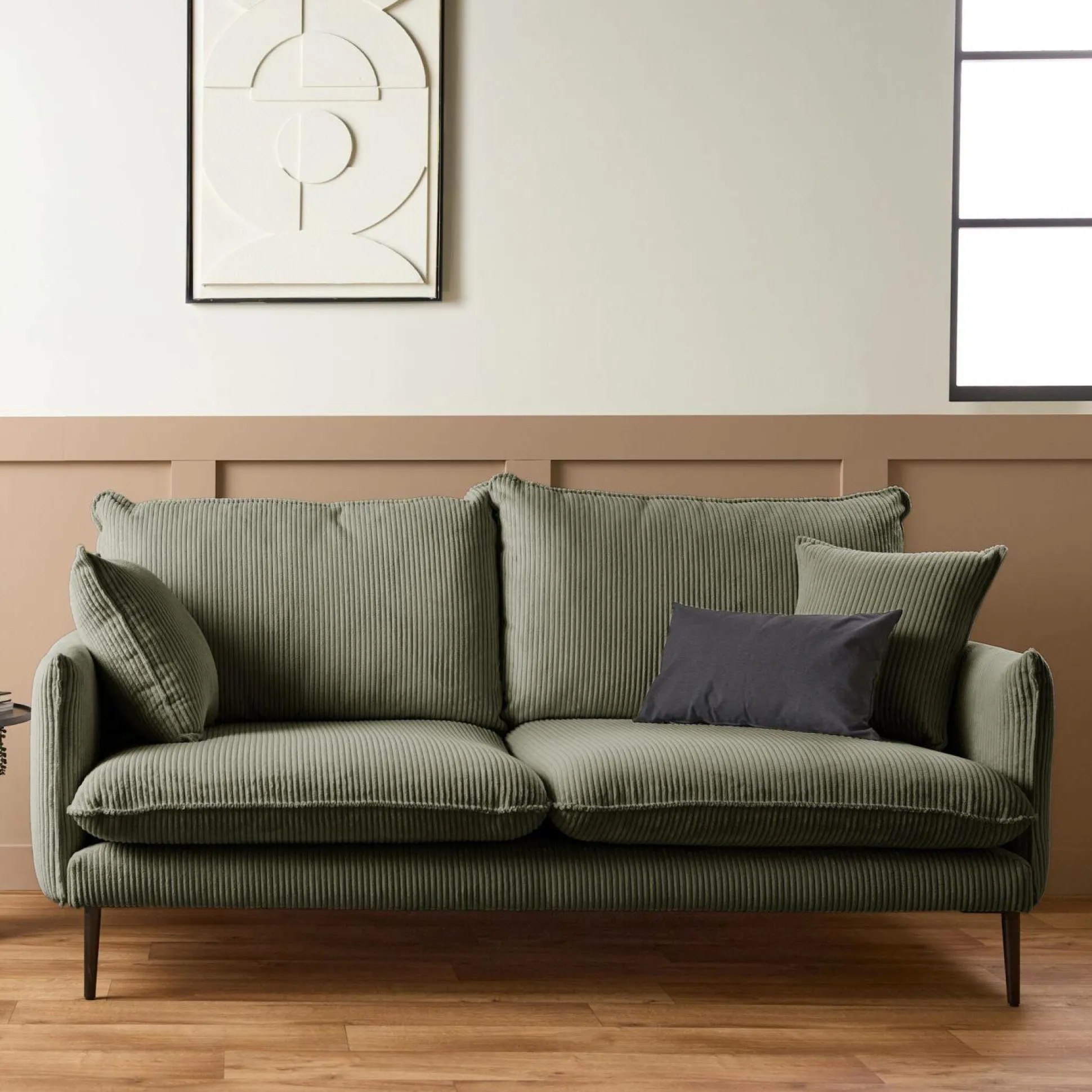 Canapé velours côtelé Oréa - Vert - 2 places