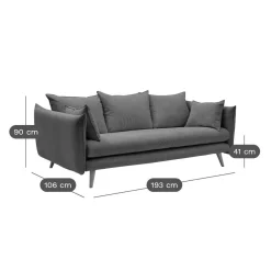 Canapé velours côtelé Orion - Anthracite - 3 places