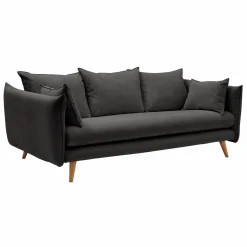 Canapé velours côtelé Orion - Anthracite - 4 places