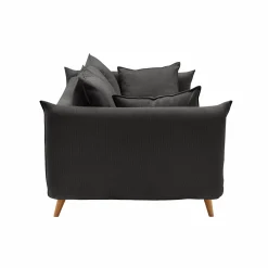 Canapé velours côtelé Orion - Anthracite - 4 places