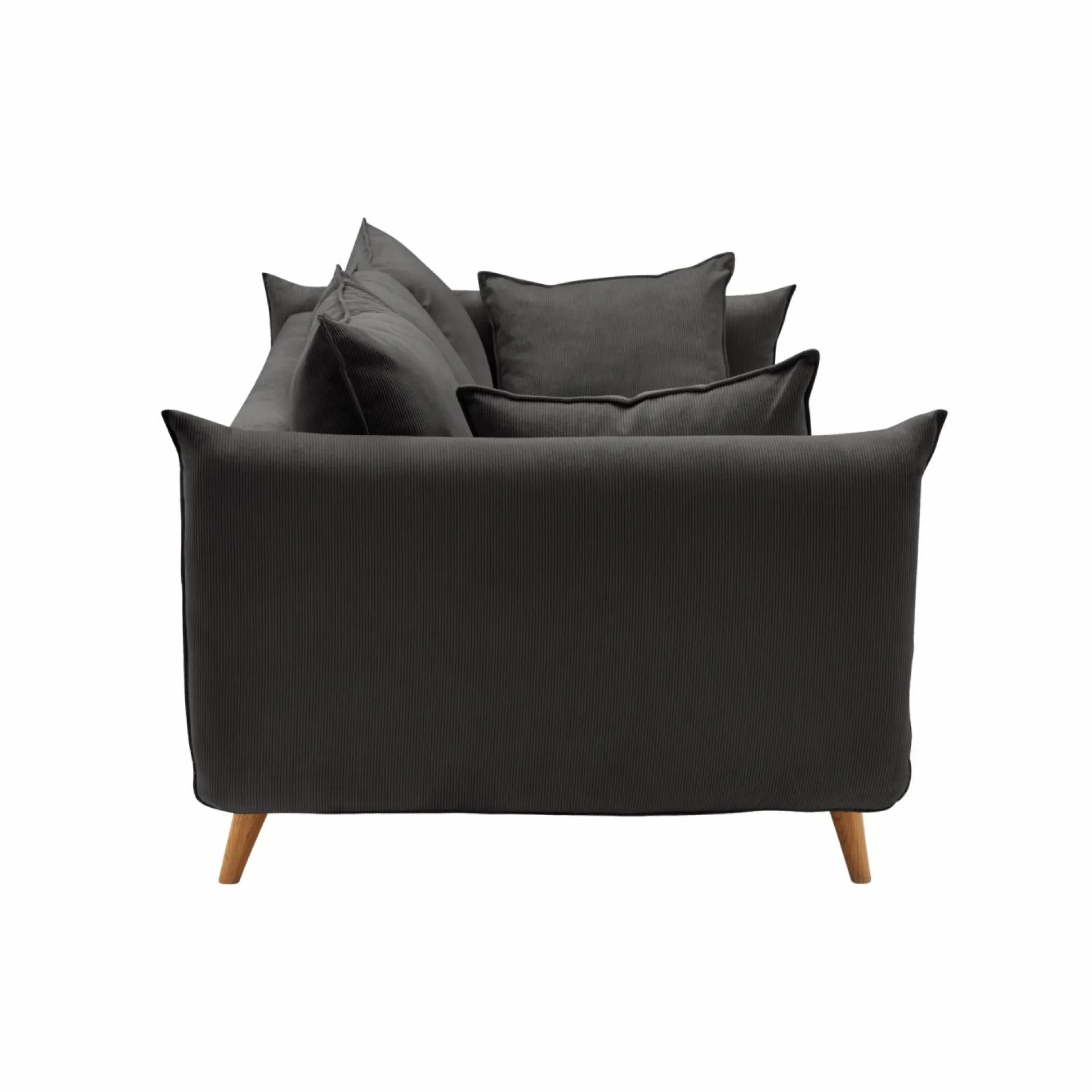 Canapé velours côtelé Orion - Anthracite - 4 places