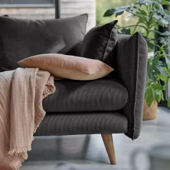 Canapé velours côtelé Orion - Anthracite - 4 places