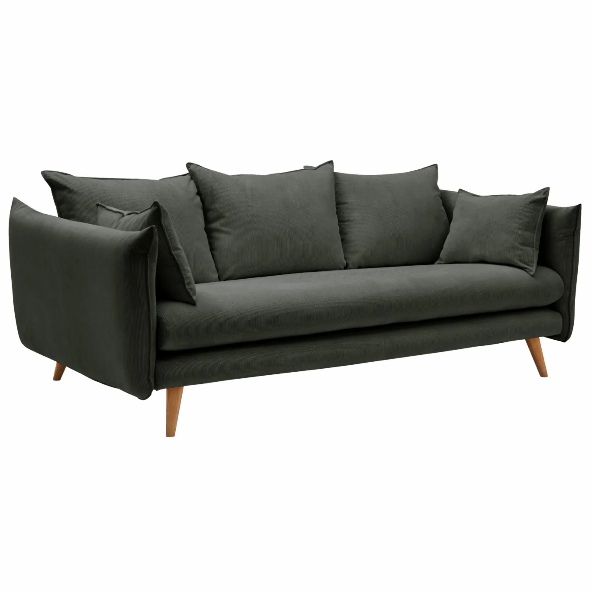 Canapé velours côtelé Orion - Vert Cèdre - 4 places