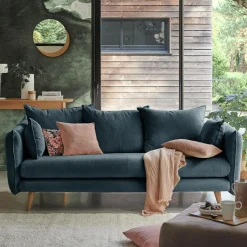 Canapé velours côtelé Orion - Bleu Prusse - 4 places