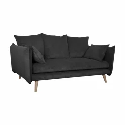 Canapé velours côtelé Orion - Anthracite - 2 places