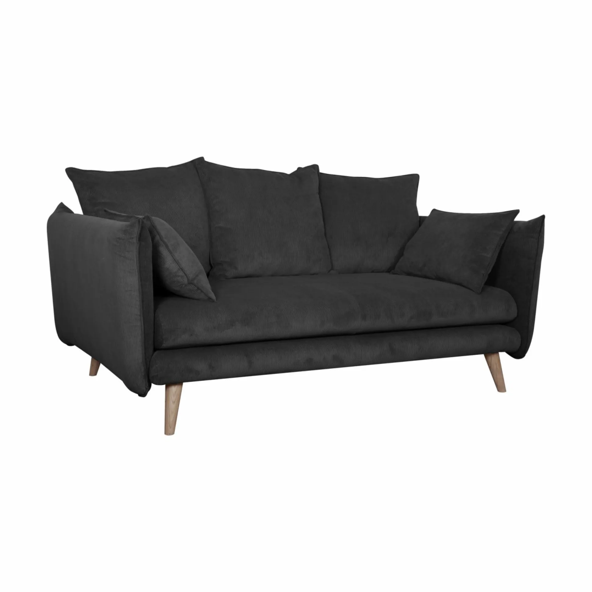 Canapé velours côtelé Orion - Anthracite - 2 places