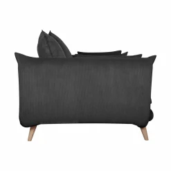 Canapé velours côtelé Orion - Anthracite - 2 places