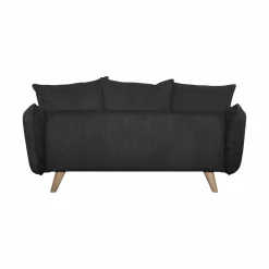 Canapé velours côtelé Orion - Anthracite - 2 places